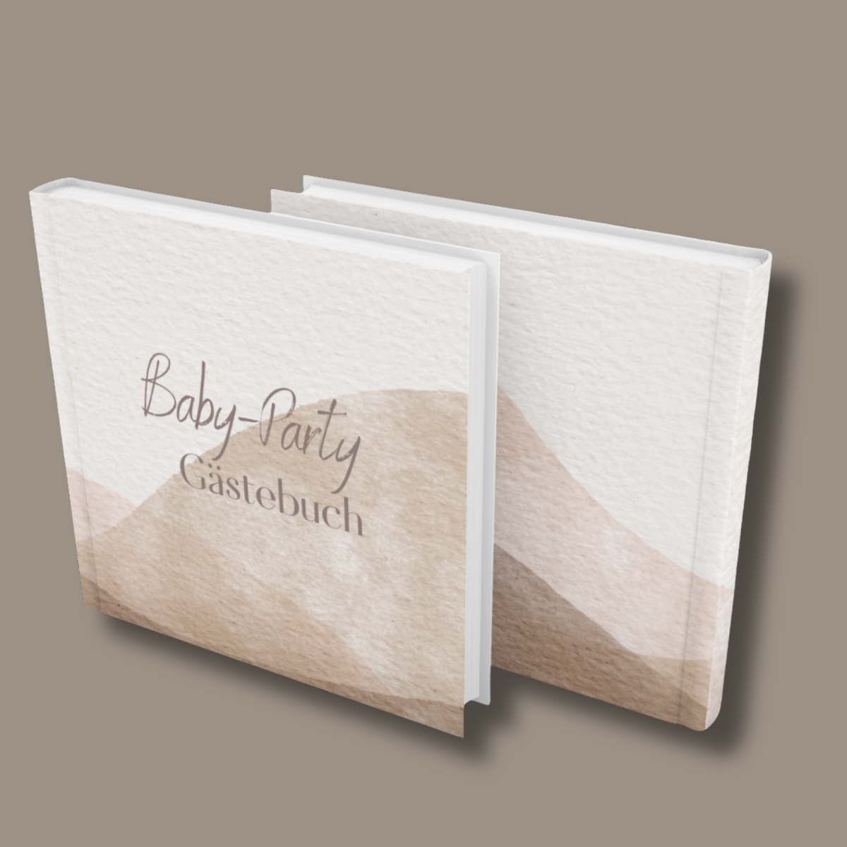Vorder- und Rückansicht des cremefarbenen Babyparty-Gästebuchs