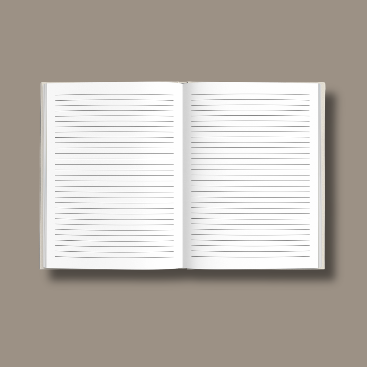 Aufgeschlagenes BOTAN Notizbuch mit linierten Innenseiten aus 120 g/m² Recyclingpapier