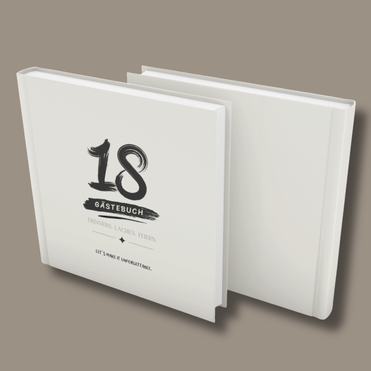 Vorder- und Rückseite des Nyra Gästebuchs zum 18. Geburtstag im quadratischen Hardcoverformat