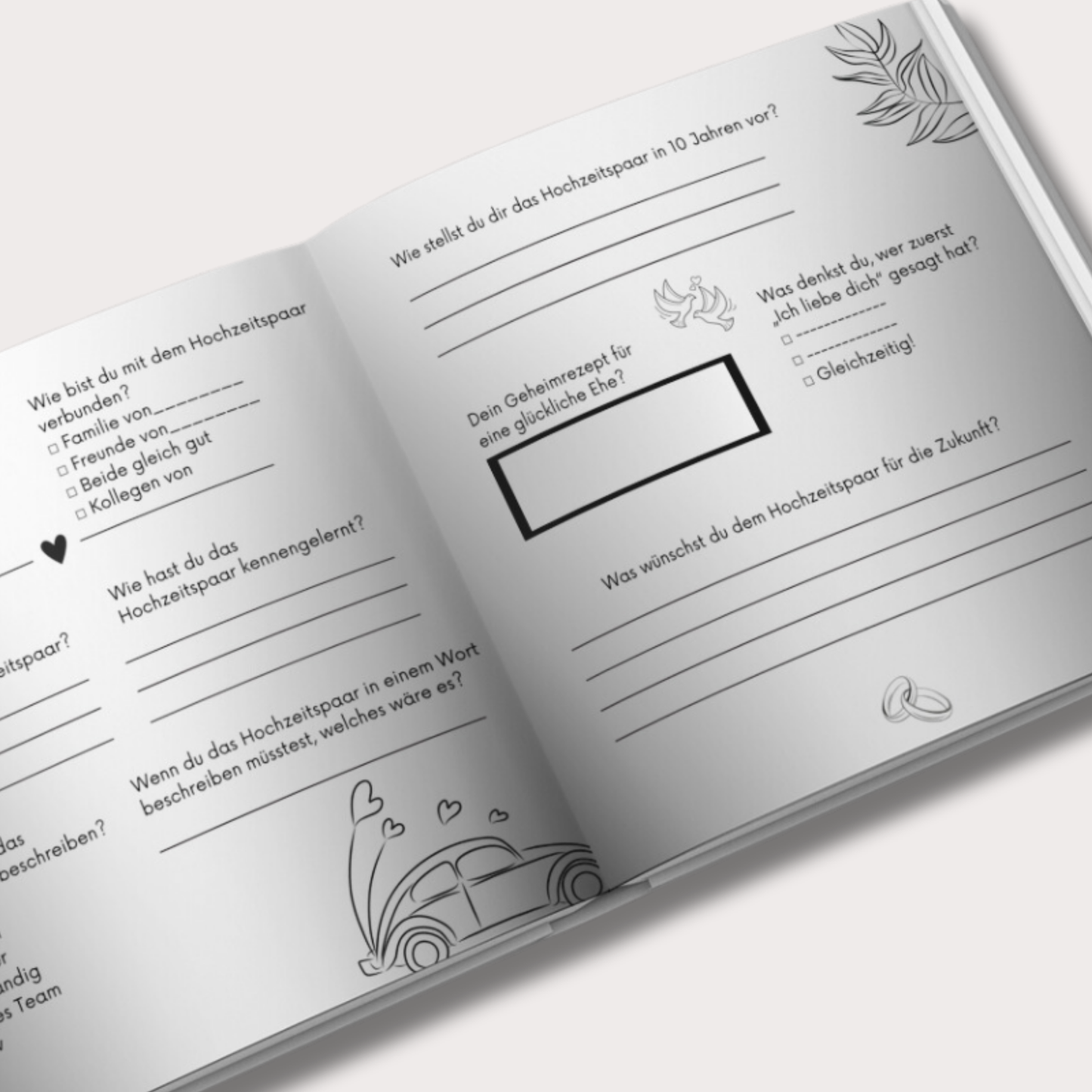 Hochzeit Gästebuch personalisiert zum Ausfüllen