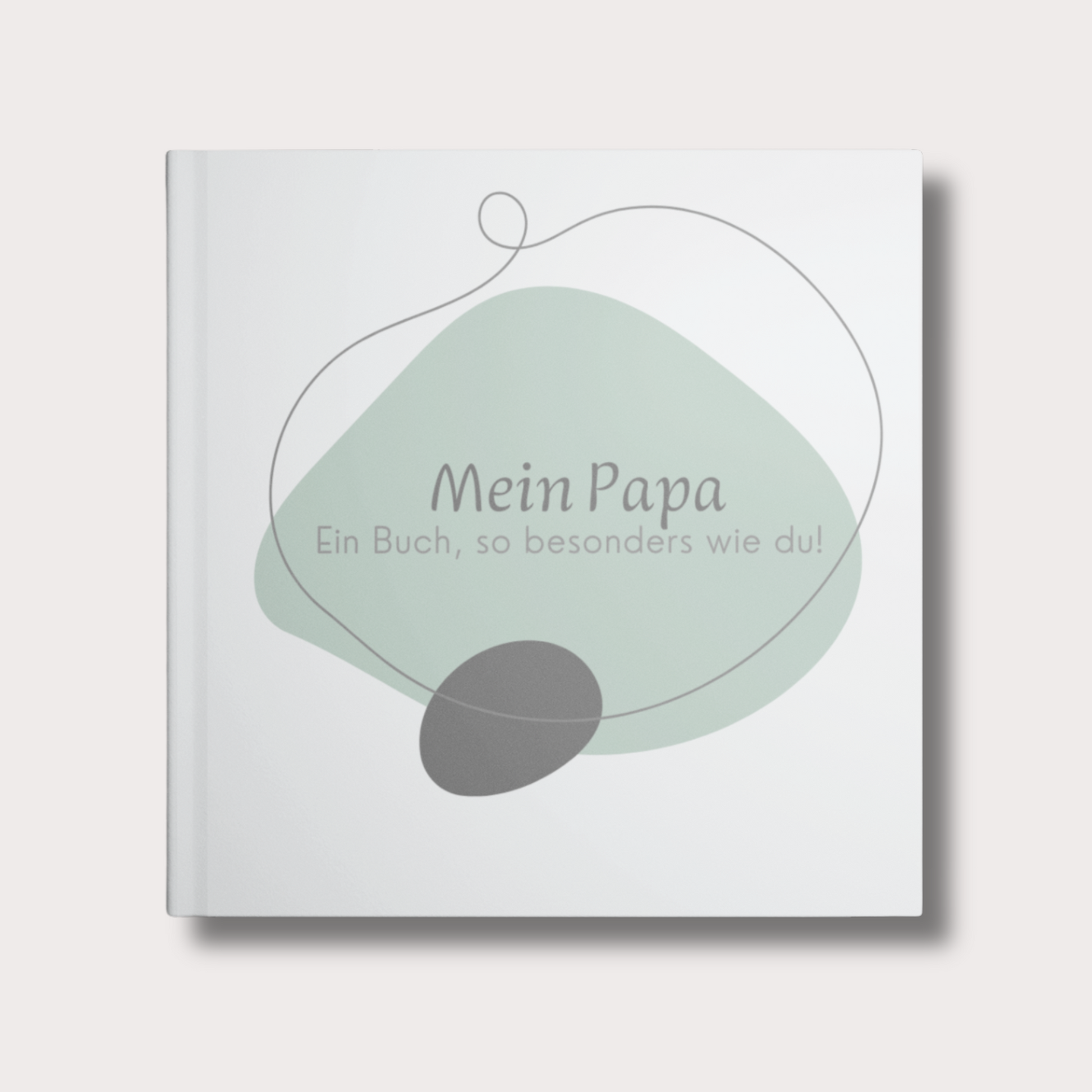 Hardcover Erinnerungsbuch für Papa in hellgrau mit abstraktem Design. Titel: ‚Mein Papa – ein Buch so besonders wie du‘.
