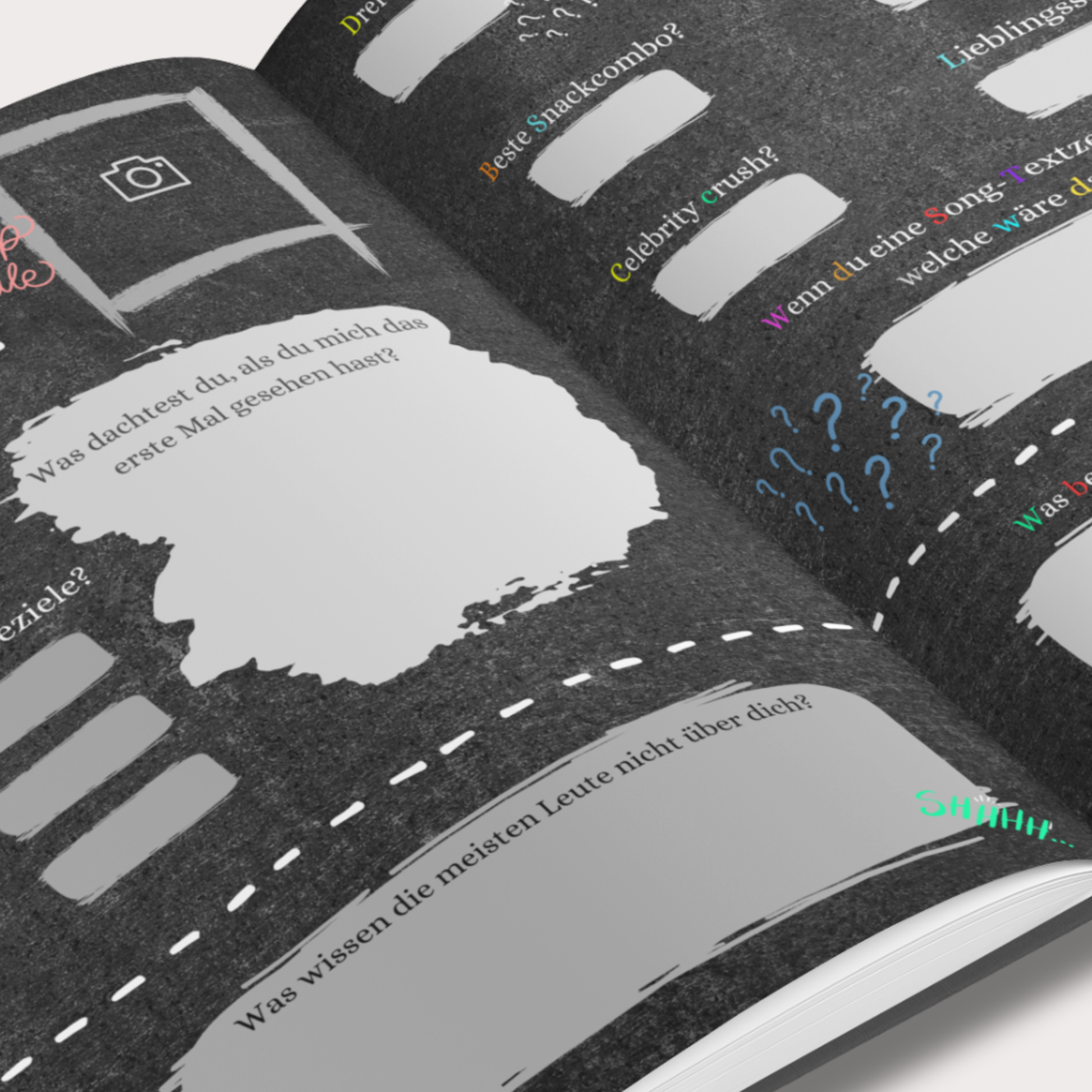 Innenseiten Freundebuch für Teenager mit Doppelseite zum Ausfüllen und Ankreuzen
