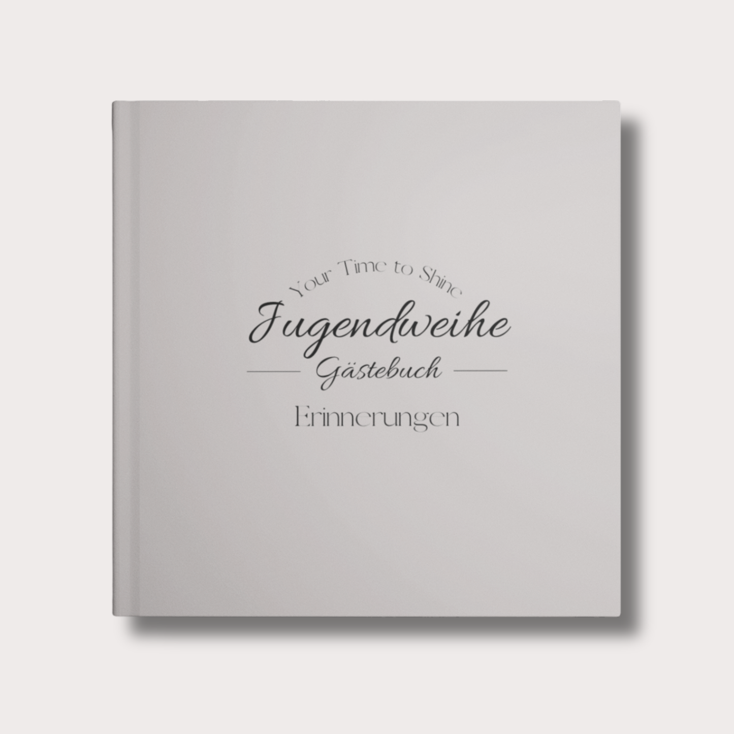 Dunkelgraues Hardcover Jugendweihe Gästebuch mit weißem Schriftzug "Jugendweihe Gästebuch" und Personalisierung.