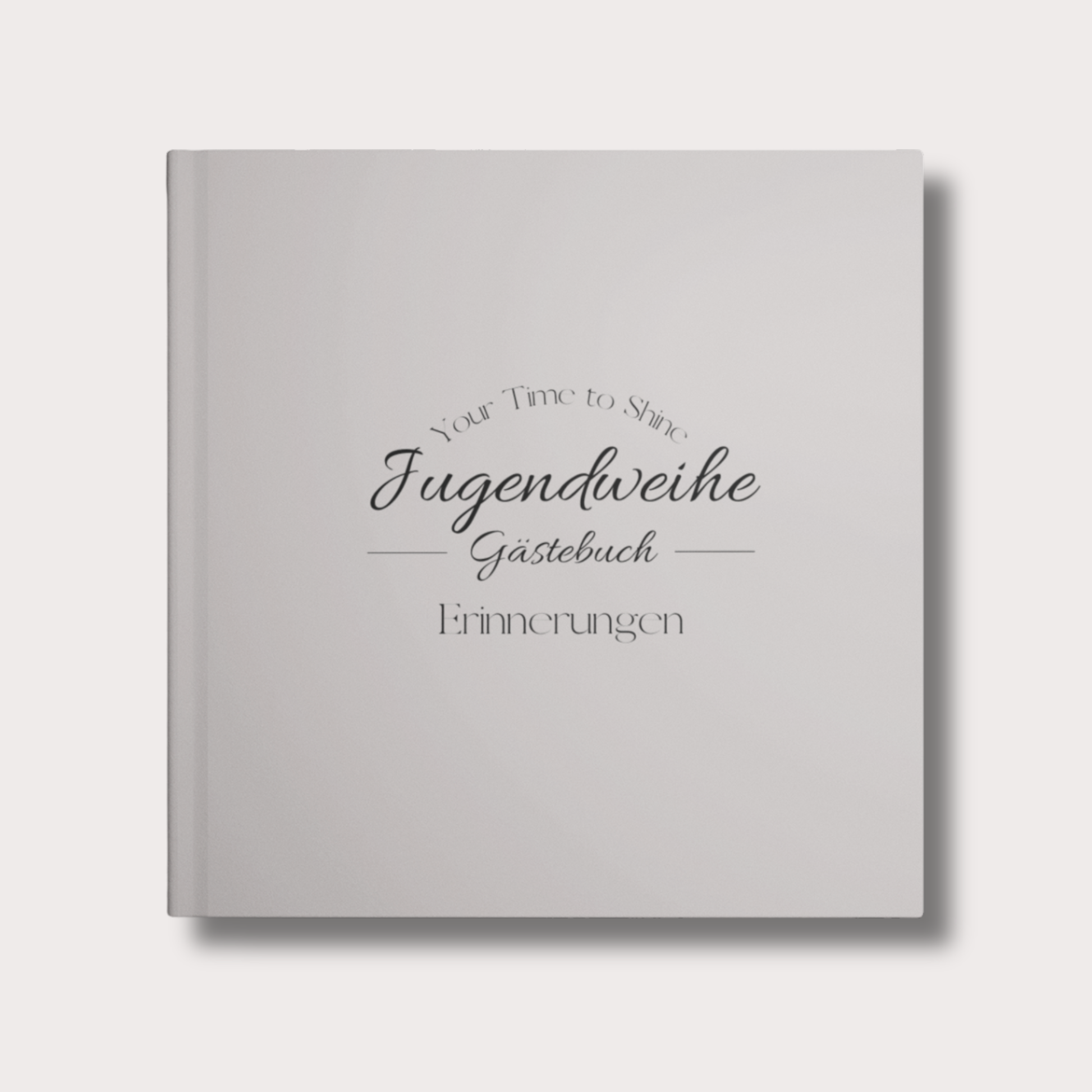 Dunkelgraues Hardcover Jugendweihe Gästebuch mit weißem Schriftzug "Jugendweihe Gästebuch" und Personalisierung.