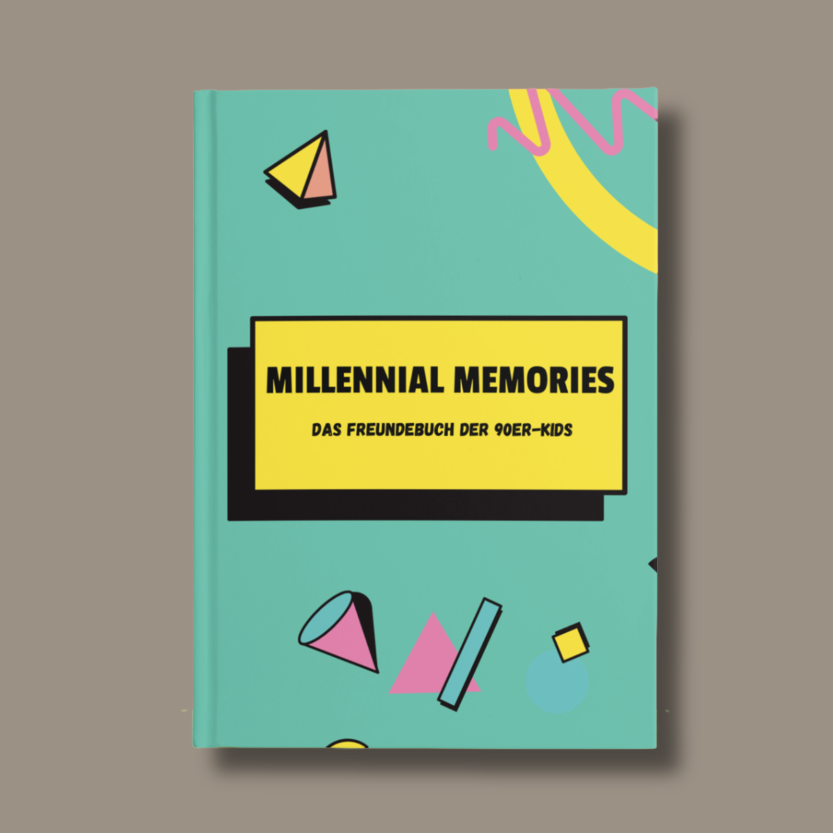 Freundebuch „Millennial Memories“ für Erwachsene mit buntem Neon-Cover im Stil der 90er-Jahre